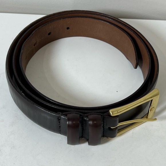 Allen Edmonds Size 42 Made in USA Cobbler Leather Soft Black Belt Brass Buckle - Picture 2 of 11